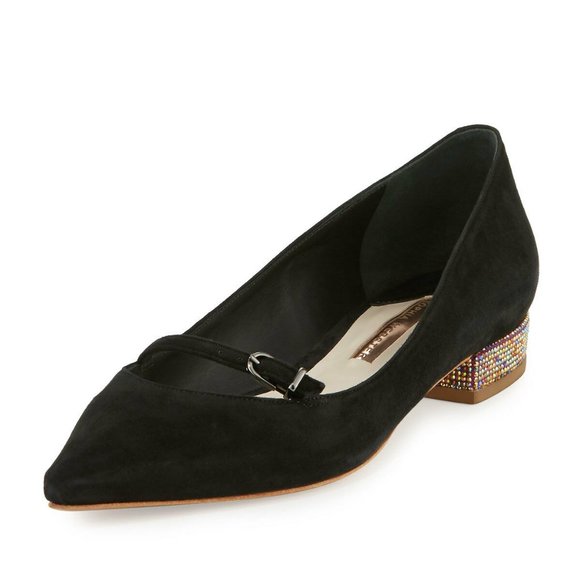 Sophia Webster Piper Suede Pointed-Toe Flat Shoes 38.5 - Picture 1 of 5